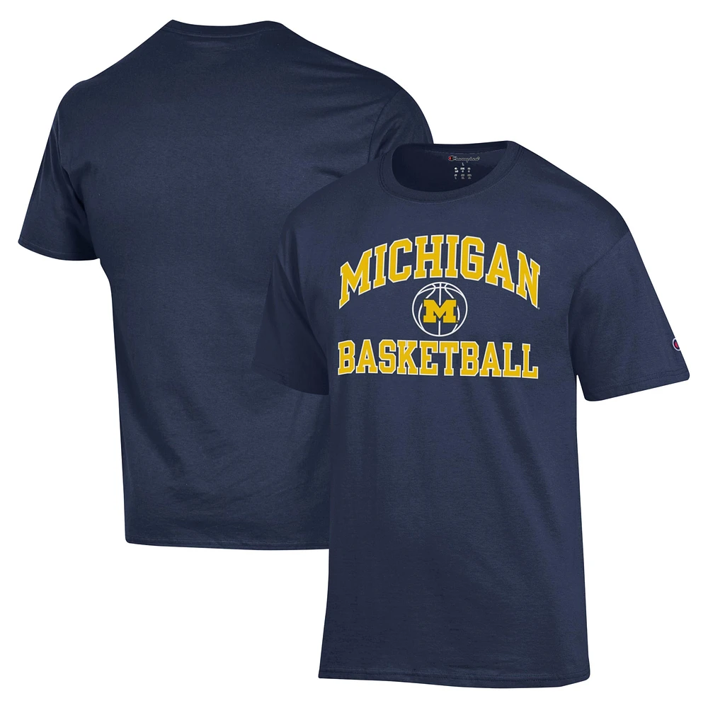 Men's Champion Navy Michigan Wolverines Basketball Icon T-Shirt