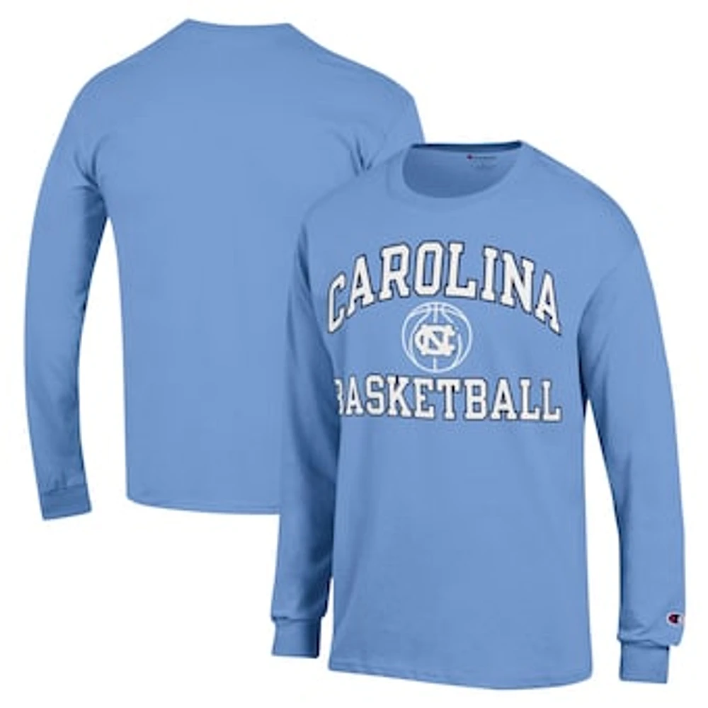 Men's Champion Light Blue North Carolina Tar Heels Basketball Icon Long Sleeve T-Shirt