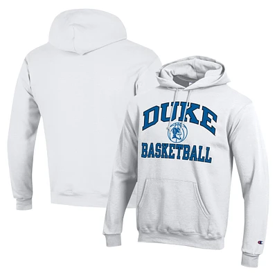 Men's Champion White Duke Blue Devils Basketball Icon Powerblend Pullover Hoodie