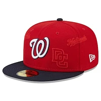 Men's New Era Red/Navy Washington Nationals Multi Logo 59FIFTY Fitted Hat