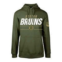 Men's Levelwear Olive Boston Bruins Delta Podium Fleece Pullover Hoodie