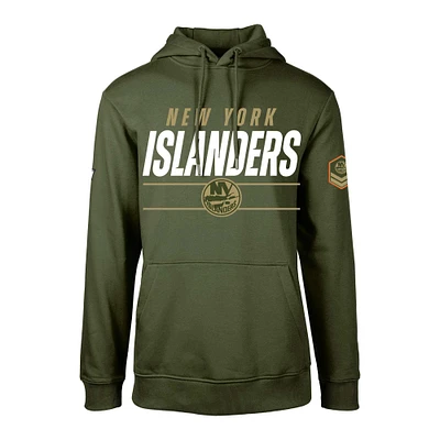 Men's Levelwear Olive New York Islanders Delta Podium Fleece Pullover Hoodie