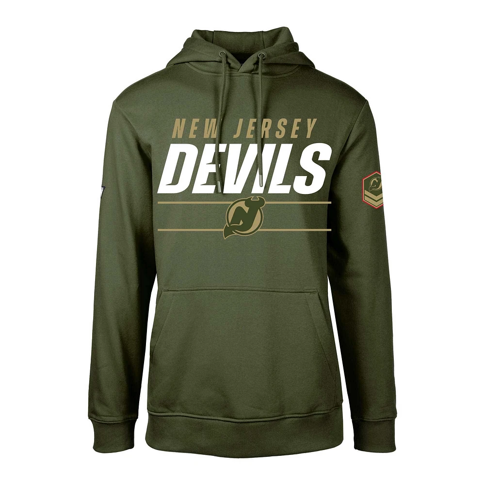 Men's Levelwear Olive New Jersey Devils Delta Podium Fleece Pullover Hoodie