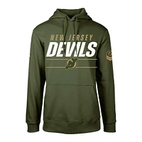 Men's Levelwear Olive New Jersey Devils Delta Podium Fleece Pullover Hoodie