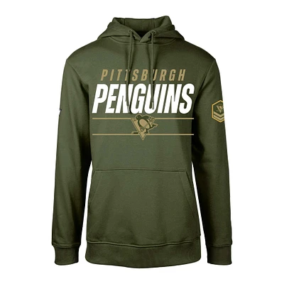 Men's Levelwear Olive Pittsburgh Penguins Delta Podium Fleece Pullover Hoodie