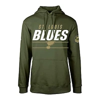 Men's Levelwear Olive St. Louis Blues Delta Podium Fleece Pullover Hoodie