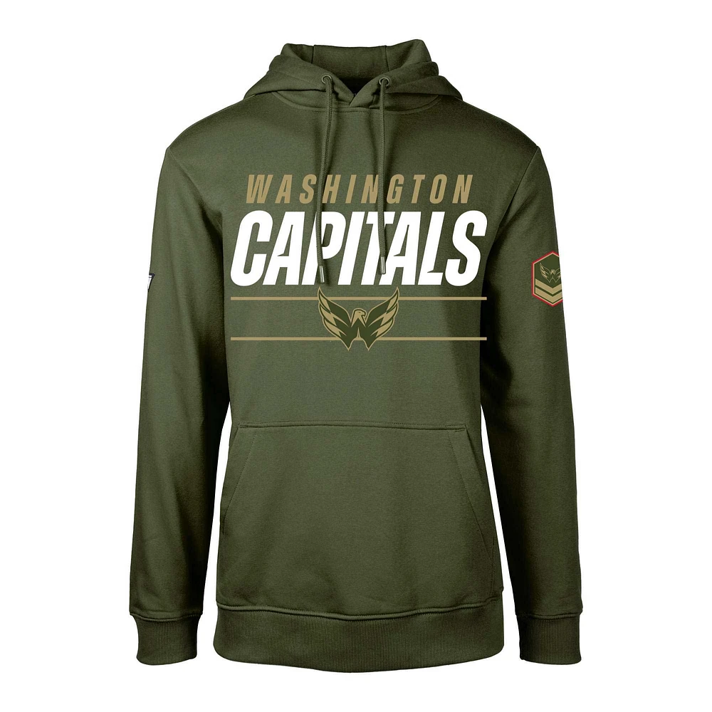 Men's Levelwear Olive Washington Capitals Delta Podium Fleece Pullover Hoodie