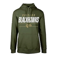 Youth Levelwear Olive Chicago Blackhawks Podium Fleece Pullover Hoodie