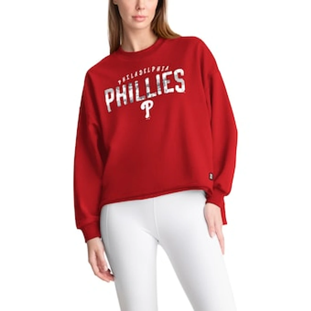 Women's DKNY Sport Red Philadelphia Phillies Penelope Pullover Sweatshirt