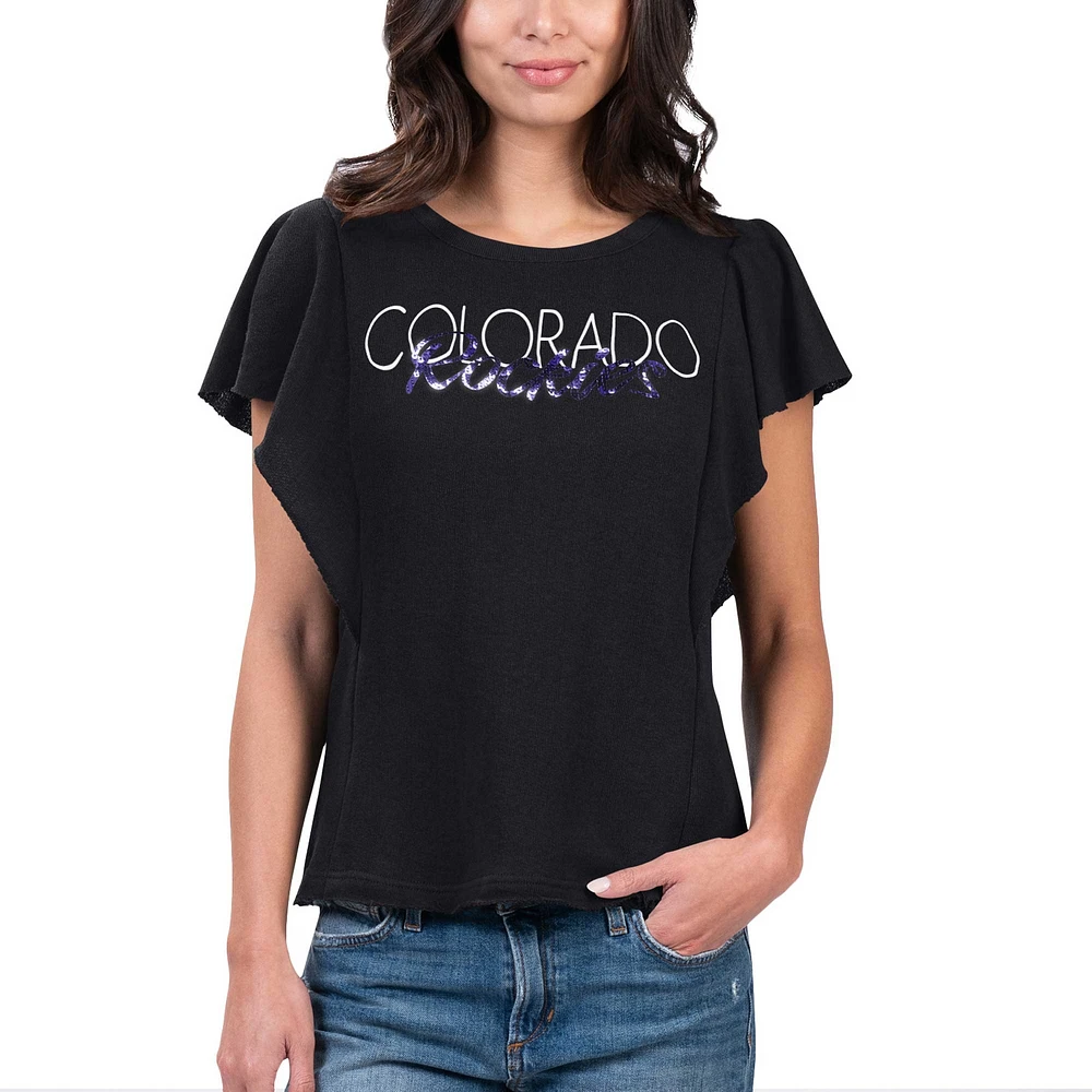 Women's G-III 4Her by Carl Banks Black Colorado Rockies Crowd Wave T-Shirt