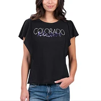 Women's G-III 4Her by Carl Banks Black Colorado Rockies Crowd Wave T-Shirt