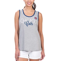 Women's G-III 4Her by Carl Banks Gray Chicago Cubs Fastest Lap Tank Top