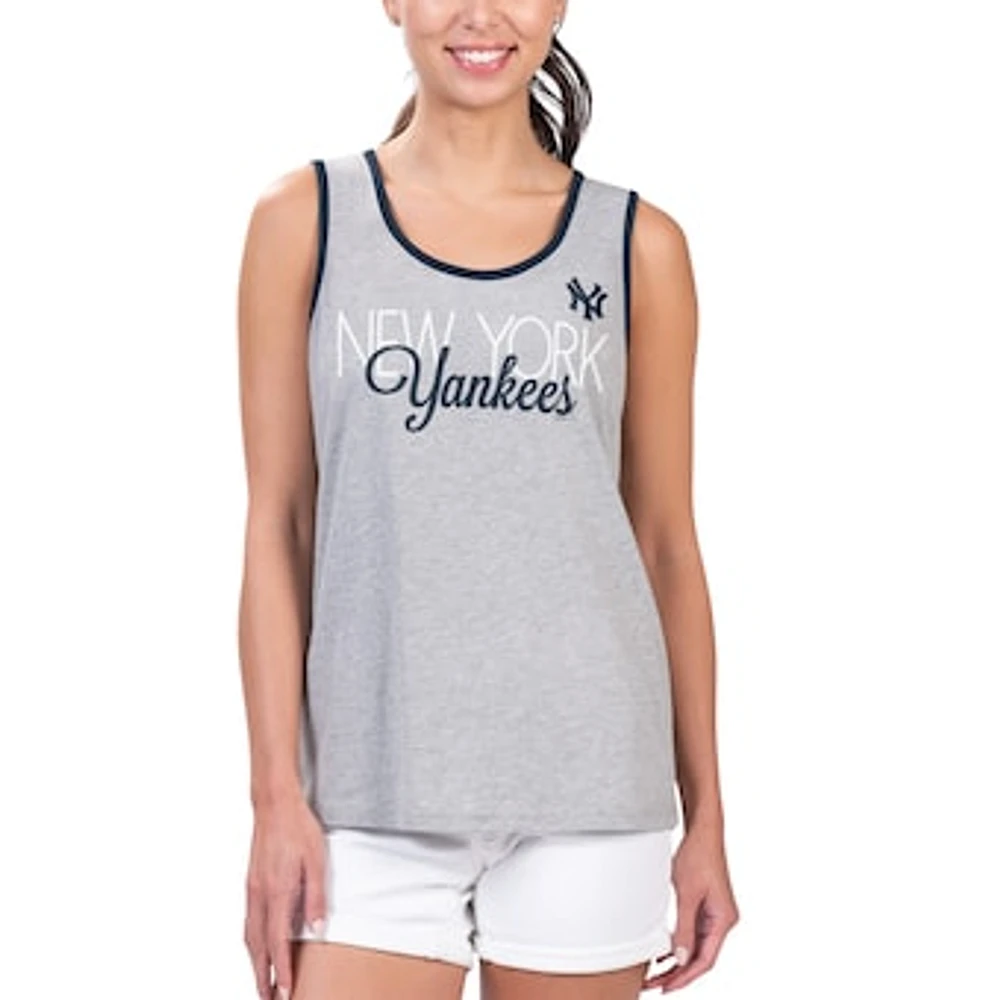 Women's G-III 4Her by Carl Banks Gray New York Yankees Fastest Lap Tank Top