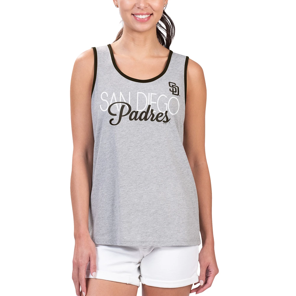 Women's G-III 4Her by Carl Banks Gray San Diego Padres Fastest Lap Tank Top