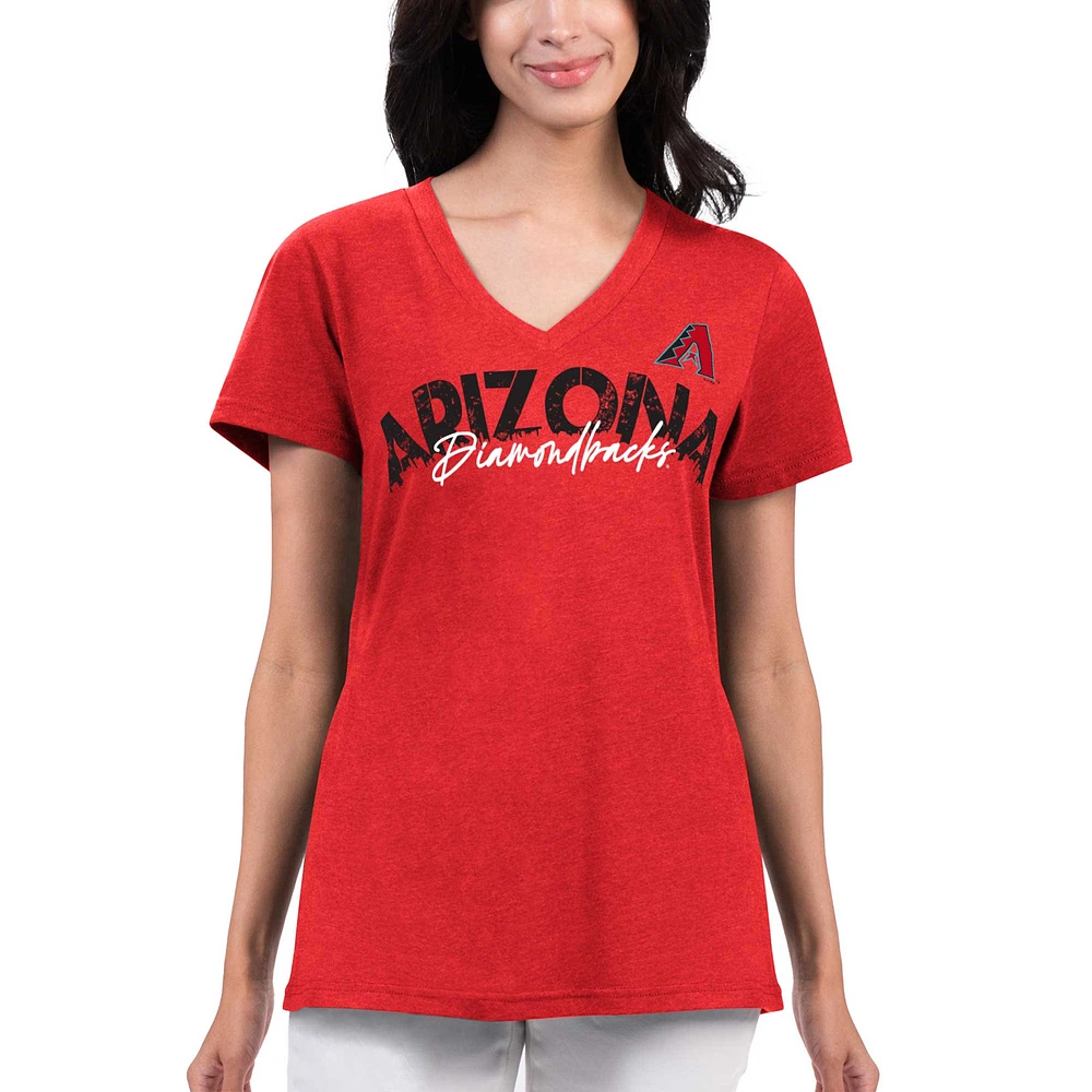 Women's G-III 4Her by Carl Banks Red Arizona Diamondbacks Key Move V-Neck T-Shirt