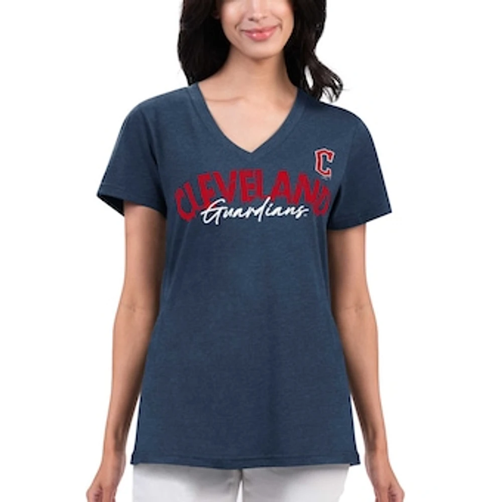 Women's G-III 4Her by Carl Banks Navy Cleveland Guardians Key Move V-Neck T-Shirt