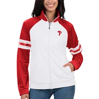 Women's G-III 4Her by Carl Banks White Philadelphia Phillies Show Up Raglan Full-Zip Track Jacket