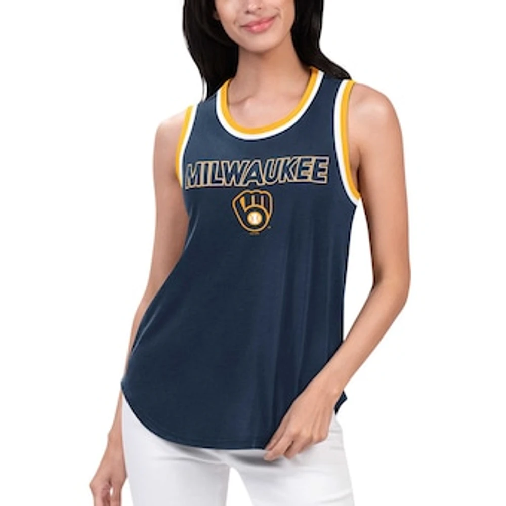 Women's G-III 4Her by Carl Banks Navy Milwaukee Brewers Strategy Tank Top