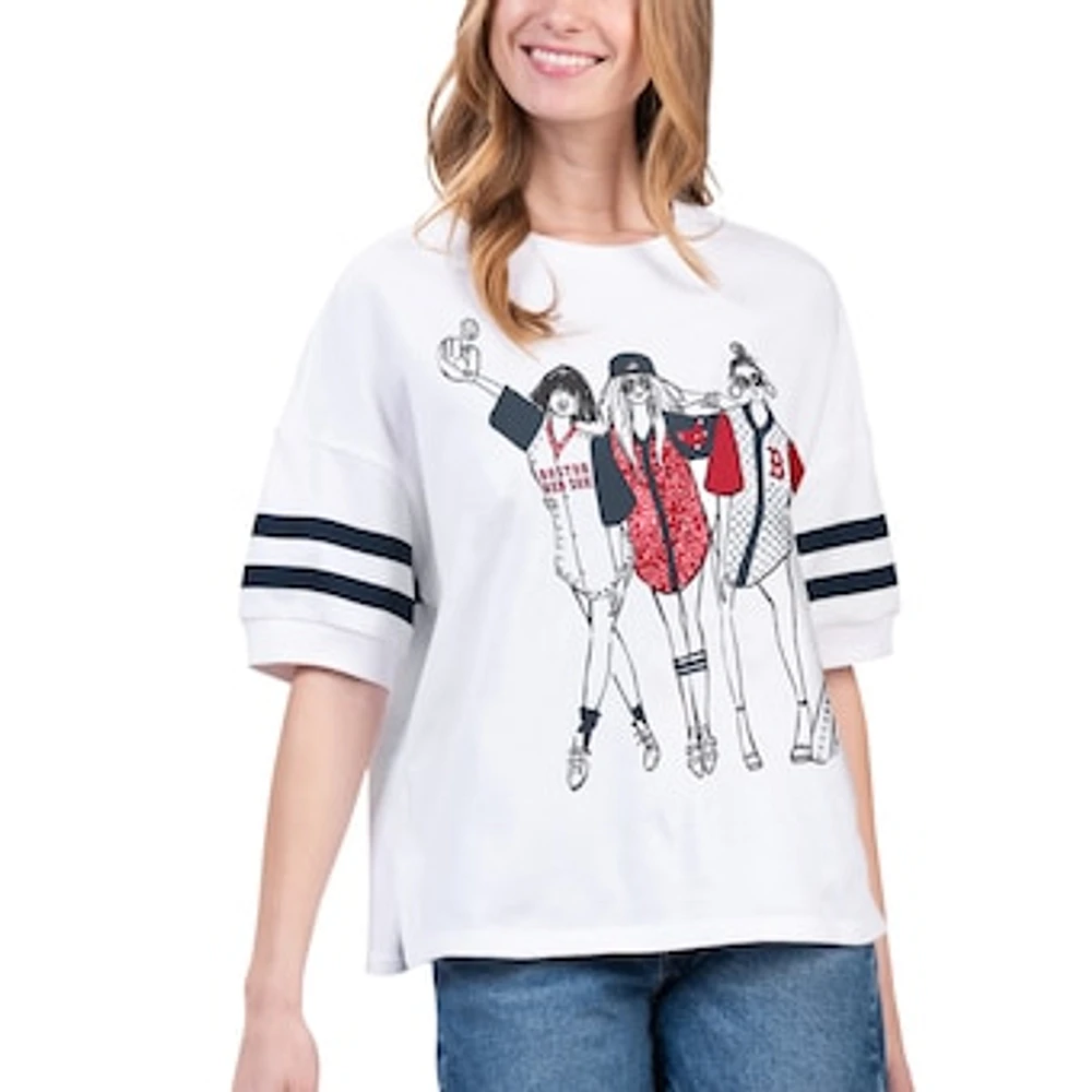 Women's G-III 4Her by Carl Banks White Boston Red Sox Winners Half-Sleeve Fashion Top