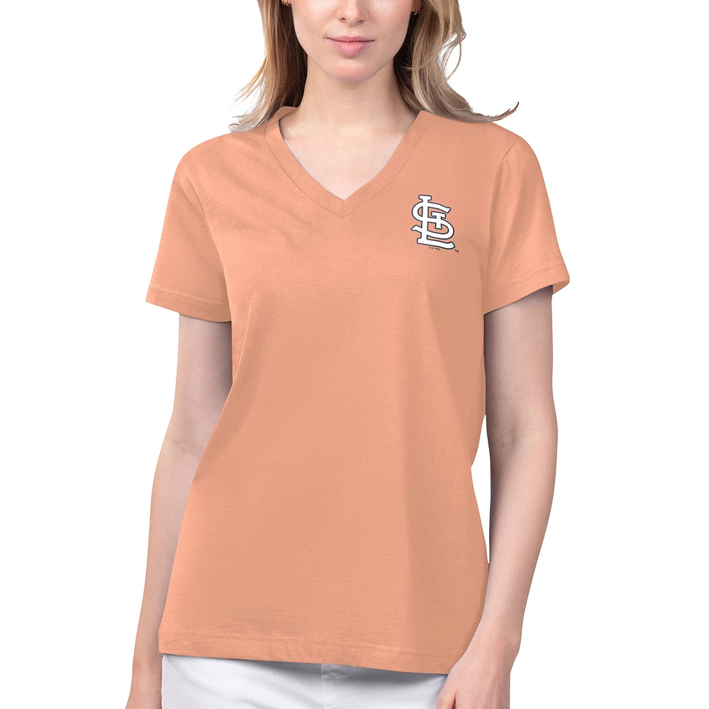 Women's Margaritaville Coral St. Louis Cardinals Game Time V-Neck T-Shirt