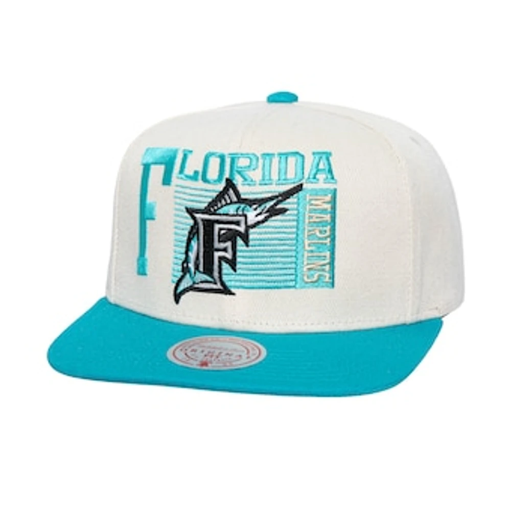 Men's Mitchell & Ness Cream Florida Marlins Cooperstown Collection Speed Zone Snapback Hat