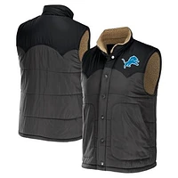 Men's NFL x Darius Rucker Collection by Fanatics Gray Detroit Lions Domestic Sleeveless Full-Snap Vest