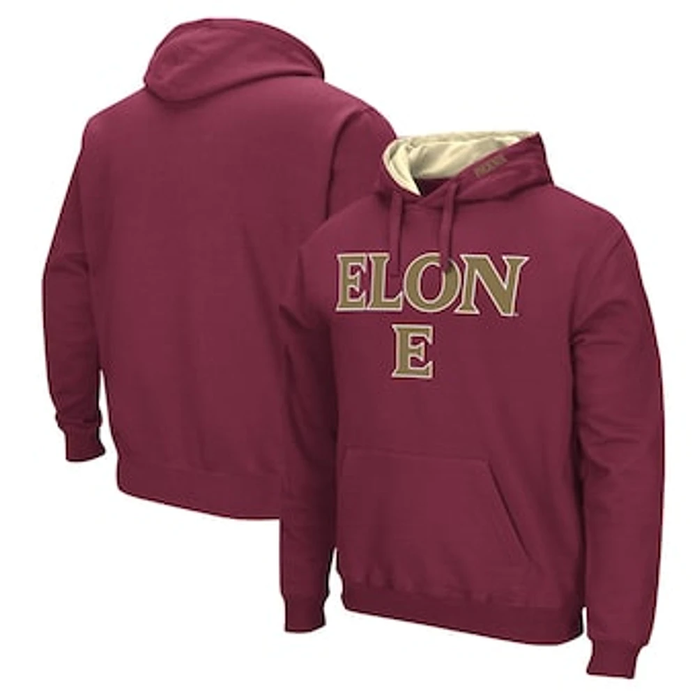 Men's Colosseum  Maroon Elon Phoenix Arch & Logo Pullover Hoodie