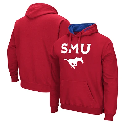 Men's Colosseum  Red SMU Mustangs Arch & Logo Pullover Hoodie