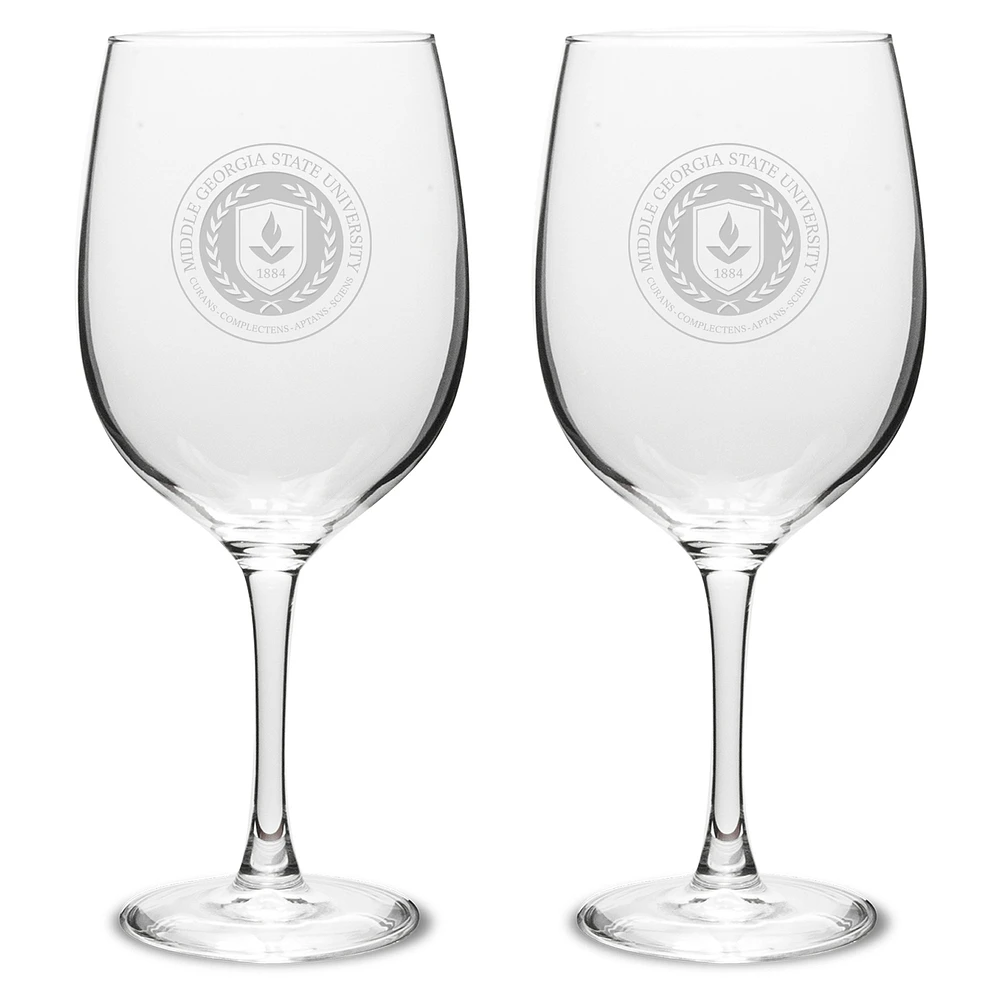 Middle Georgia State Knights Two-Piece 19oz. Traditional Wine Glass Set
