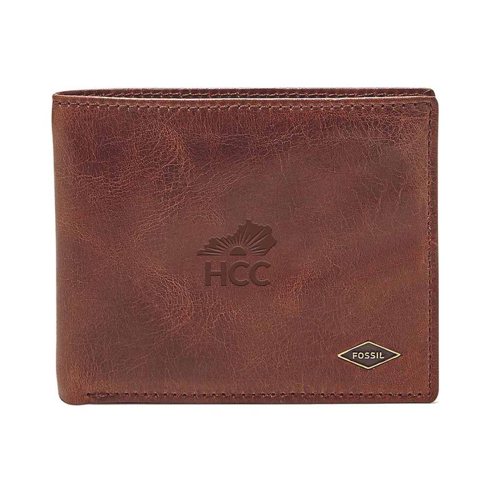 Fossil Brown Henderson Community College Ryan RFID Flip ID Bifold