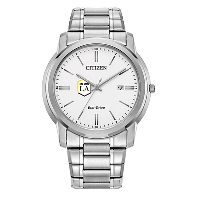 Men's Citizen Watch  Silver Cal State L.A. Golden Eagles Eco-Drive White Dial Stainless Steel Watch