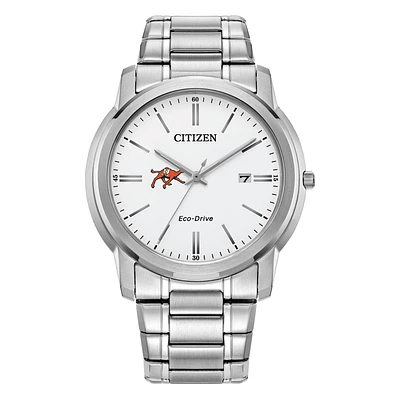 Men's Citizen Watch  Silver Campbell Fighting Camels Eco-Drive White Dial Stainless Steel Watch