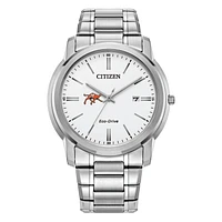 Men's Citizen Watch  Silver Campbell Fighting Camels Eco-Drive White Dial Stainless Steel Watch