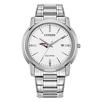 Men's Citizen Watch  Silver Carroll University Pioneers Eco-Drive White Dial Stainless Steel Watch