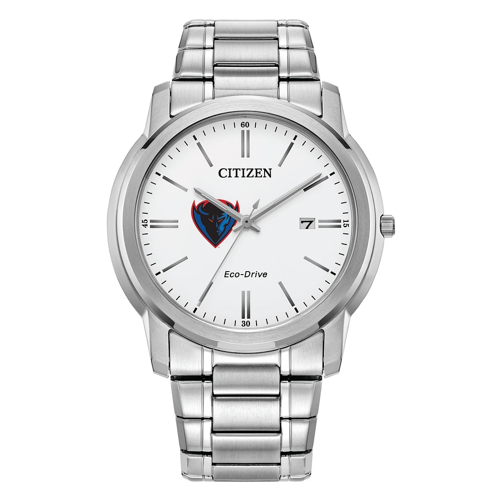 Men's Citizen Watch Silver DePaul Blue Demons Eco-Drive Dial Stainless Steel Watch