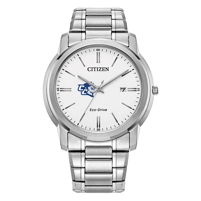 Men's Citizen Watch  Silver Central Connecticut State Blue Devils Eco-Drive White Dial Stainless Steel Watch