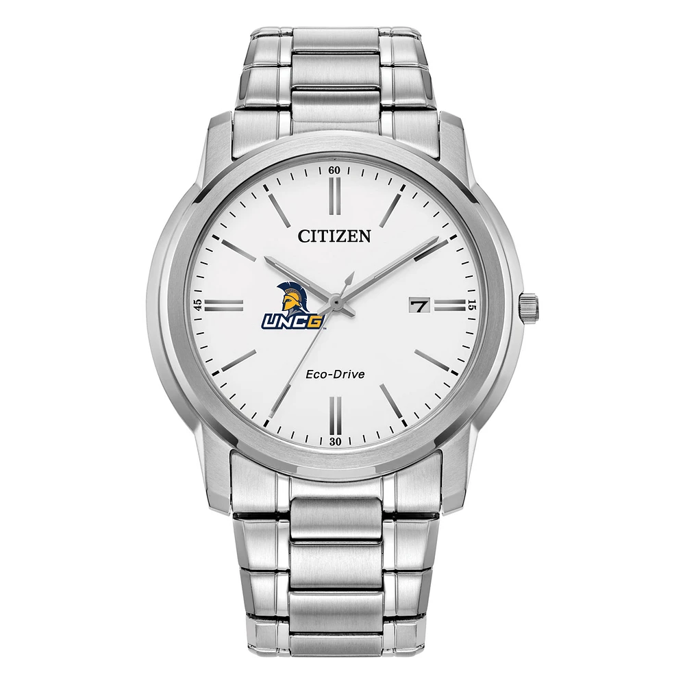 Men's Citizen Watch Silver UNCG Spartans Eco-Drive Dial Stainless Steel Watch