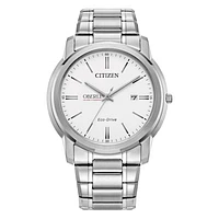 Men's Citizen Watch  Silver Oberlin Yeomen Eco-Drive White Dial Stainless Steel Watch