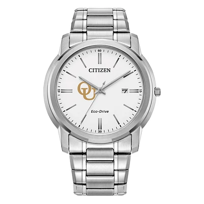 Men's Citizen Watch  Silver Oakland Golden Grizzlies Eco-Drive White Dial Stainless Steel Watch