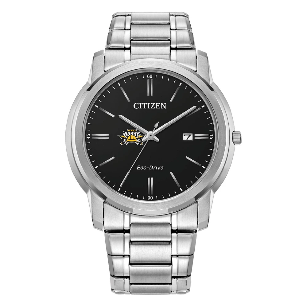 Men's Citizen Watch Silver Northern Kentucky University Norse Eco-Drive Black Dial Stainless Steel Watch