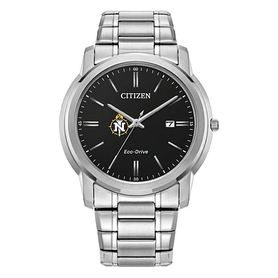 Men's Citizen Watch  Silver Northern Michigan Wildcats Eco-Drive Black Dial Stainless Steel Watch