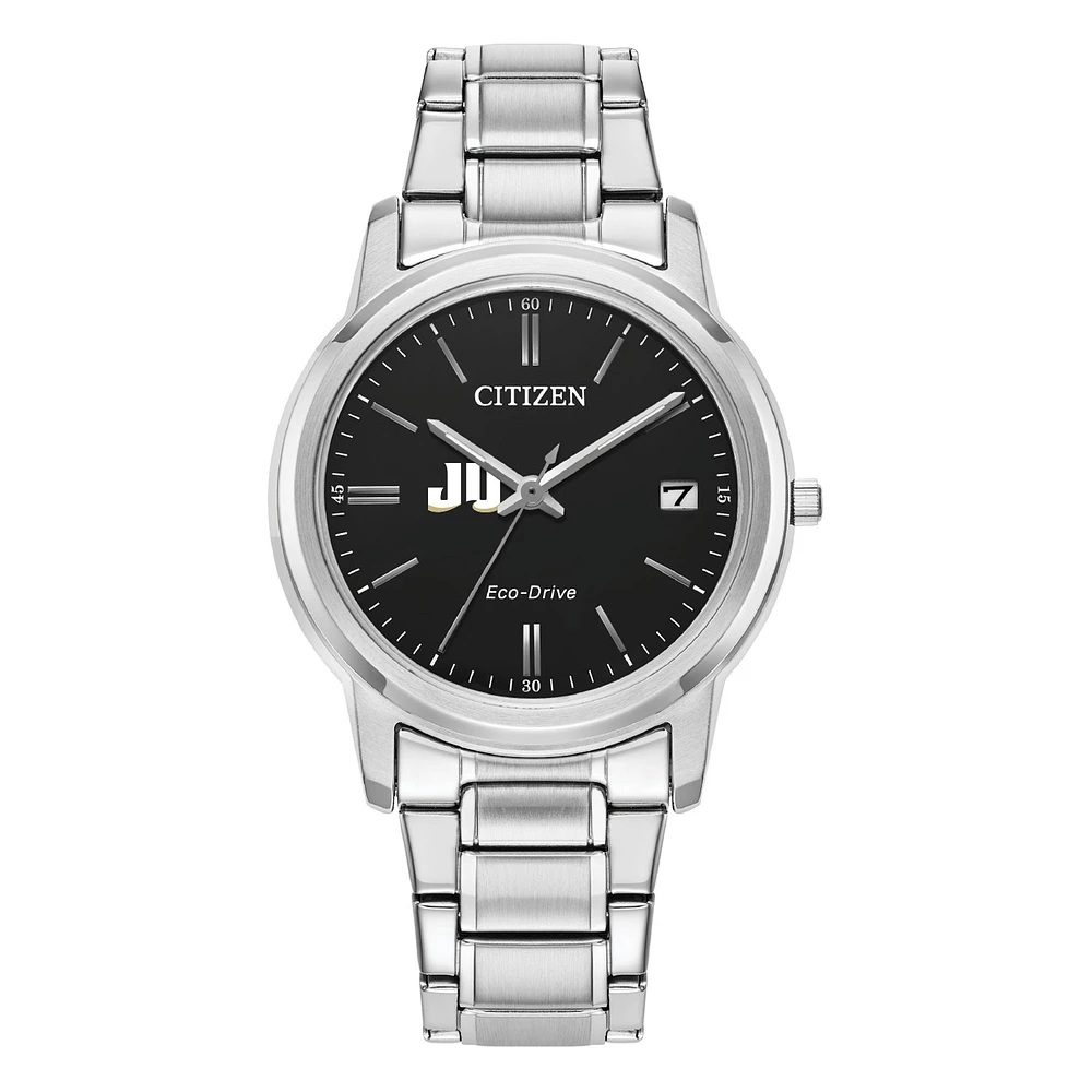Women's Citizen Watch Silver JU Dolphins Eco-Drive Black Dial Stainless Steel Watch