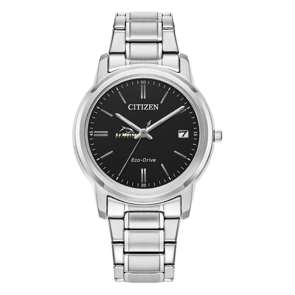 Women's Citizen Watch Silver Le Moyne Dolphins Eco-Drive Black Dial Stainless Steel Watch