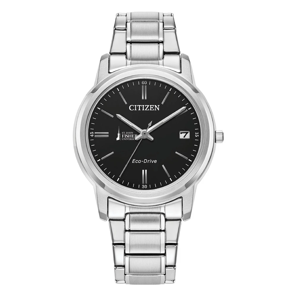 Women's Citizen Watch Silver St. John Fisher Cardinals Eco-Drive Black Dial Stainless Steel Watch