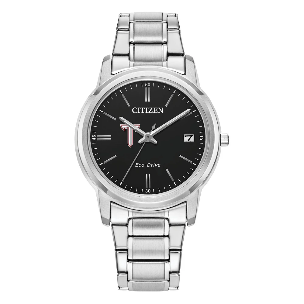 Women's Citizen Watch Silver Troy University Trojans Eco-Drive Black Dial Stainless Steel Watch