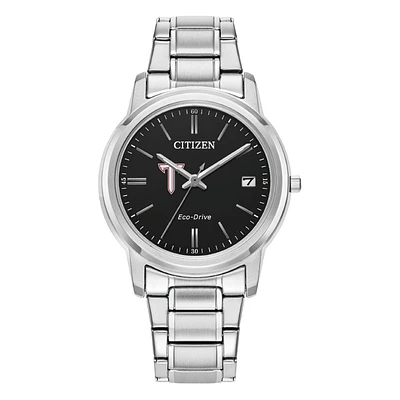 Women's Citizen Watch  Silver Troy University Trojans Eco-Drive Black Dial Stainless Steel Watch