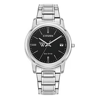 Women's Citizen Watch  Silver Wellesley Blue Eco-Drive Black Dial Stainless Steel Watch