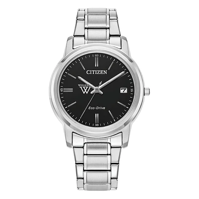 Women's Citizen Watch  Silver Wellesley Blue Eco-Drive Black Dial Stainless Steel Watch