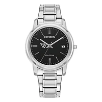 Women's Citizen Watch  Silver Wellesley Blue Eco-Drive Black Dial Stainless Steel Watch
