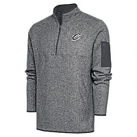 Men's Antigua Heather Gray Cleveland Cavaliers Metallic Logo Fortune Quarter-Zip Jacket